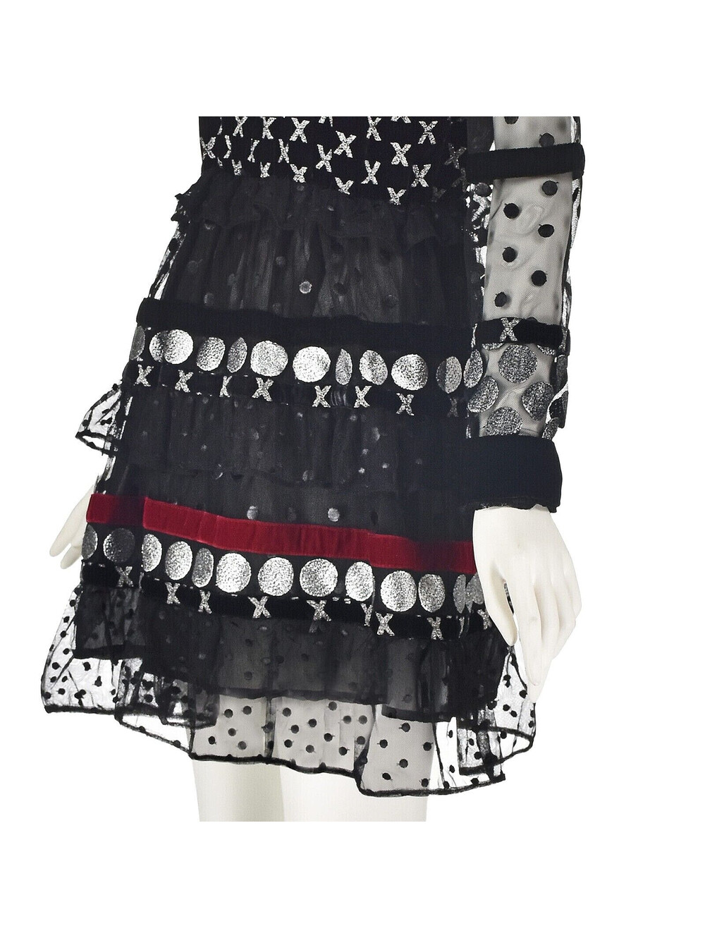 DODO BAR OR Black & Silver Tulle & Lace "Amaliya" Mini Party Dress, SIZE 12 - Picture 5 of 9